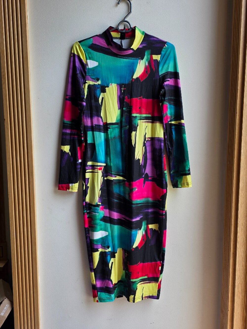 SHEIN Colorful Turtleneck Form Fitting Dress Size Medium